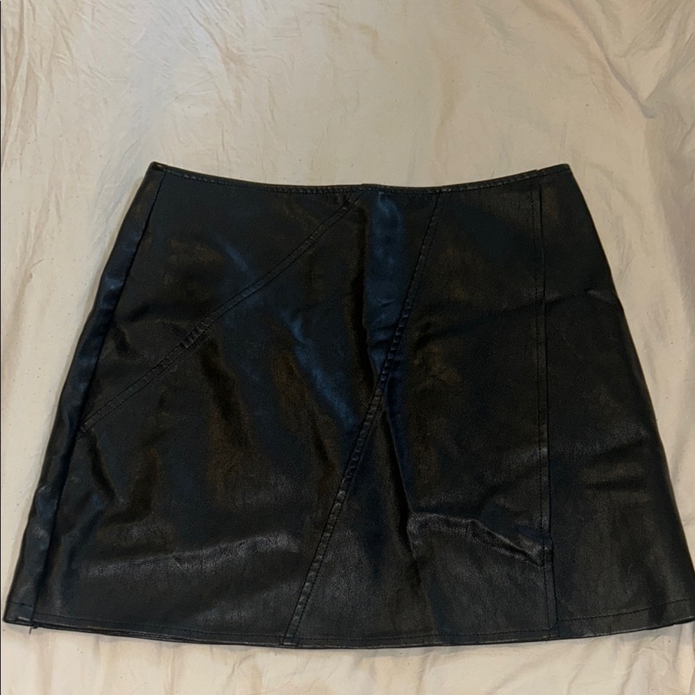She + Sky Black faux leather Skirt